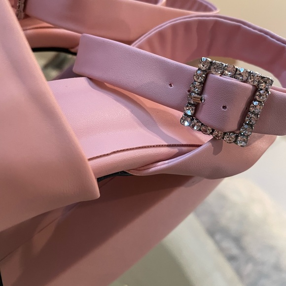 NWT blush pink Barbie baby crystal square buckle open square toe platforms 8 /39 - Picture 10 of 10